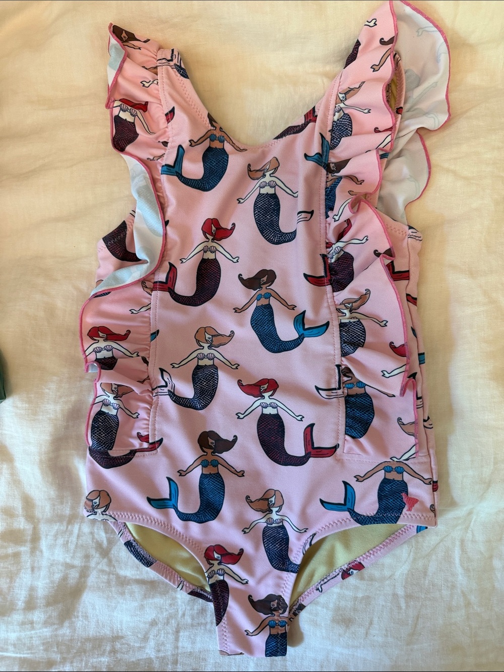 Pink Chicken Mermaid Girls Swimsuit Size 7